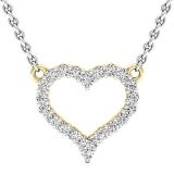 0.30 Carat (cttw) Round Diamond Ladies Heart Pendant 1/3 CT (Silver Chain Included) 18K Yellow Gold