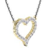 0.30 Carat (cttw) Round Diamond Ladies Heart Pendant 1/3 CT (Silver Chain Included) 18K Yellow Gold