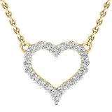 0.30 Carat (cttw) Round Diamond Ladies Heart Pendant 1/3 CT (Gold Chain Included) 10K Yellow Gold