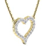 0.30 Carat (cttw) Round Diamond Ladies Heart Pendant 1/3 CT (Gold Chain Included) 10K Yellow Gold