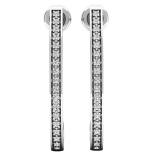0.10 Carat (cttw) Round White Diamond Ladies J Shape Hoop Earrings 1/10 CT 10K White Gold