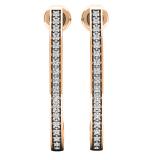 0.10 Carat (cttw) Round White Diamond Ladies J Shape Hoop Earrings 1/10 CT 18K Rose Gold