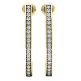 0.10 Carat (cttw) Round White Diamond Ladies J Shape Hoop Earrings 1/10 CT 18K Yellow Gold