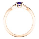 6X4 mm Oval Amethyst & Round White Diamond Ladies Bridal Engagement Ring 10K Rose Gold