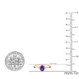 6X4 mm Oval Amethyst & Round White Diamond Ladies Bridal Engagement Ring 10K Rose Gold