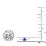 6X4 mm Oval Amethyst & Round White Diamond Ladies Bridal Engagement Ring 10K White Gold