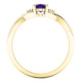 6X4 mm Oval Amethyst & Round White Diamond Ladies Bridal Engagement Ring 10K Yellow Gold