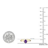 6X4 mm Oval Amethyst & Round White Diamond Ladies Bridal Engagement Ring 10K Yellow Gold