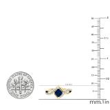 4 mm Princess Blue Sapphire & Round White Diamond Ladies Bypass Bridal Engagement Ring 10K Yellow Gold