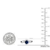 4 mm Princess Blue Sapphire & Round White Diamond Ladies Bypass Bridal Engagement Ring 18K White Gold