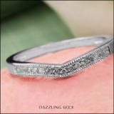 0.15 Carat (cttw) Round White Diamond Ladies Chevron Wedding Band 10K White Gold