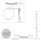 0.15 Carat (cttw) Round White Diamond Ladies Chevron Wedding Band 10K White Gold