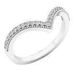 0.20 Carat (cttw) Round White Diamond Ladies Chevron Wedding Band 1/5 CT 10K White Gold
