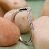 0.20 Carat (cttw) Round White Diamond Ladies Chevron Wedding Band 1/5 CT 10K White Gold