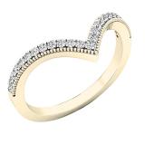 0.20 Carat (cttw) Round White Diamond Ladies Chevron Wedding Band 1/5 CT 10K Yellow Gold