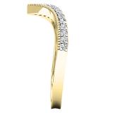 0.20 Carat (cttw) Round White Diamond Ladies Chevron Wedding Band 1/5 CT 10K Yellow Gold
