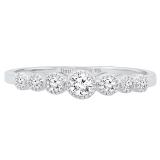 0.30 Carat (cttw) Round White Diamond 7 Stone Bridal Wedding Anniversary Ring 1/3 CT Sterling Silver