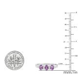 5X3 mm Oval Amethyst & Round White Diamond Ladies 3 Stone Engagement Ring Sterling Silver