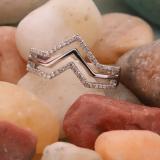 0.20 Carat (cttw) Round Diamond Bridal Triple Row Chevron Anniversary Band 1/5 CT Sterling Silver
