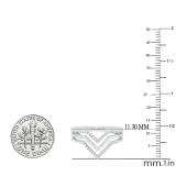 0.20 Carat (cttw) Round Diamond Bridal Triple Row Chevron Anniversary Band 1/5 CT Sterling Silver