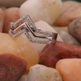 0.20 Carat (cttw) Round Diamond Bridal Triple Row Chevron Anniversary Band 1/5 CT Sterling Silver