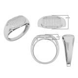 0.25 Carat (cttw) Round White Diamond Men's Fashion Ring 1/4 CT 18K White Gold