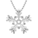 0.10 Carat (cttw) Round White Diamond Snowflake Ladies Pendant 1/10 CT Sterling Silver
