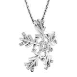 0.10 Carat (cttw) Round White Diamond Snowflake Ladies Pendant 1/10 CT Sterling Silver