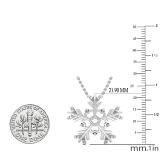 0.10 Carat (cttw) Round White Diamond Snowflake Ladies Pendant 1/10 CT Sterling Silver