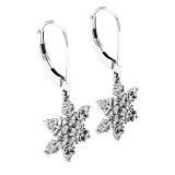 0.07 Carat (cttw) Round White Diamond Snowflake Ladies Dangle Earring Sterling Silver