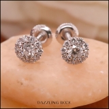 0.40 Carat (cttw) Round White Diamond Ladies Flower Cluster Stud Earring 10K White Gold