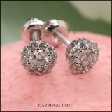 0.40 Carat (cttw) Round White Diamond Ladies Flower Cluster Stud Earring 10K White Gold