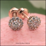 0.40 Carat (cttw) Round White Diamond Ladies Flower Cluster Stud Earring 18K Rose Gold