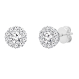 0.40 Carat (cttw) Round White Diamond Ladies Flower Cluster Stud Earring 18K White Gold