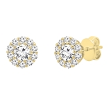 0.40 Carat (cttw) Round White Diamond Ladies Flower Cluster Stud Earring 18K Yellow Gold