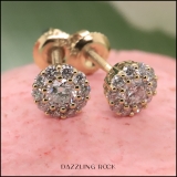 0.40 Carat (cttw) Round White Diamond Ladies Flower Cluster Stud Earring 18K Yellow Gold