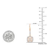 0.55 Carat (cttw) Princess & Round Diamond Ladies Invisible Dangling Earring 1/2 CT 14K Rose Gold