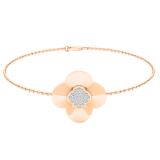 0.10 Carat (cttw) Round White Diamond Ladies Cluster Cable Link Bracelet 1/10 CT 10K Rose Gold