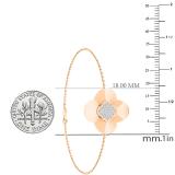 0.10 Carat (cttw) Round White Diamond Ladies Cluster Cable Link Bracelet 1/10 CT 18K Rose Gold