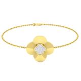 0.10 Carat (cttw) Round White Diamond Ladies Cluster Cable Link Bracelet 1/10 CT 18K Yellow Gold