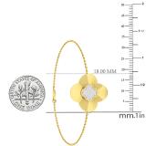 0.10 Carat (cttw) Round White Diamond Ladies Cluster Cable Link Bracelet 1/10 CT 18K Yellow Gold