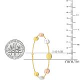 Three Tone Ladies Oval Cable Chain Bead Bracelet 10K White Yellow & Rose Gold