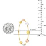 Three Tone Ladies Oval Cable Chain Bead Bracelet 14K White Yellow & Rose Gold