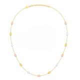 Three Tone Ladies Diamond Cut Bead Cable Chain Necklace 10K White Yellow & Rose Gold