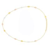Three Tone Ladies Diamond Cut Bead Cable Chain Necklace 10K White Yellow & Rose Gold