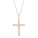 0.20 Carat (cttw) Round Diamond Heart Cross Pendant 1/5 CT (Silver Chain Included) 10K Rose Gold