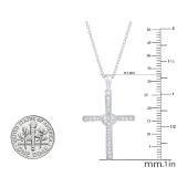 0.20 Carat (cttw) Round Diamond Heart Cross Pendant 1/5 CT (Silver Chain Included) 14K White Gold