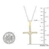 0.20 Carat (cttw) Round Diamond Heart Cross Pendant 1/5 CT (Silver Chain Included) 18K Yellow Gold