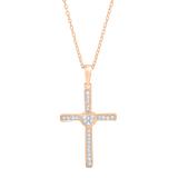 0.20 Carat (cttw) Round Diamond Heart Cross Pendant 1/5 CT (Gold Chain Included) 10K Rose Gold