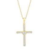 0.20 Carat (cttw) Round Diamond Heart Cross Pendant 1/5 CT (Gold Chain Included) 10K Yellow Gold